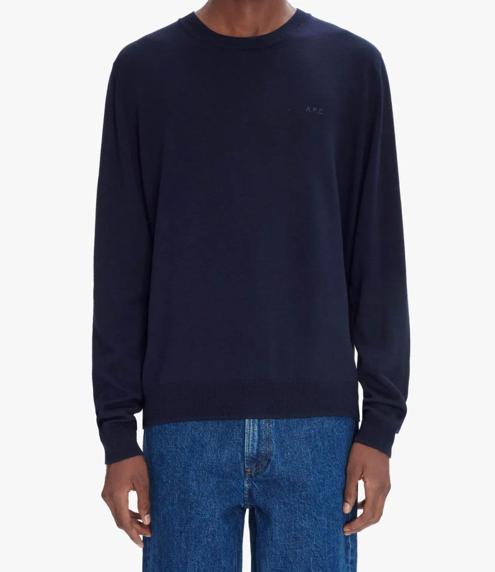 A.P.C. Merino Wool Jumper With Tone-On-Tone Embroidery