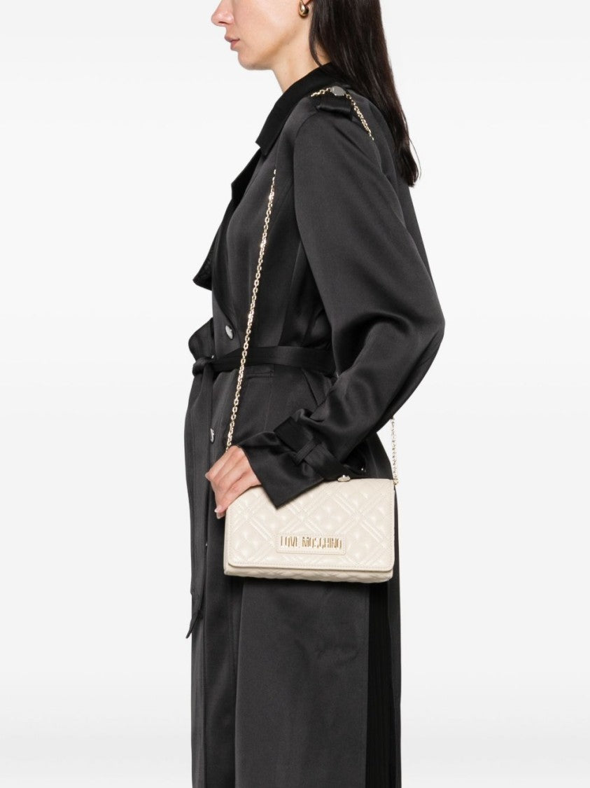 Love Moschino Quilted Avorio Shoulder Bag With Gold Hardware