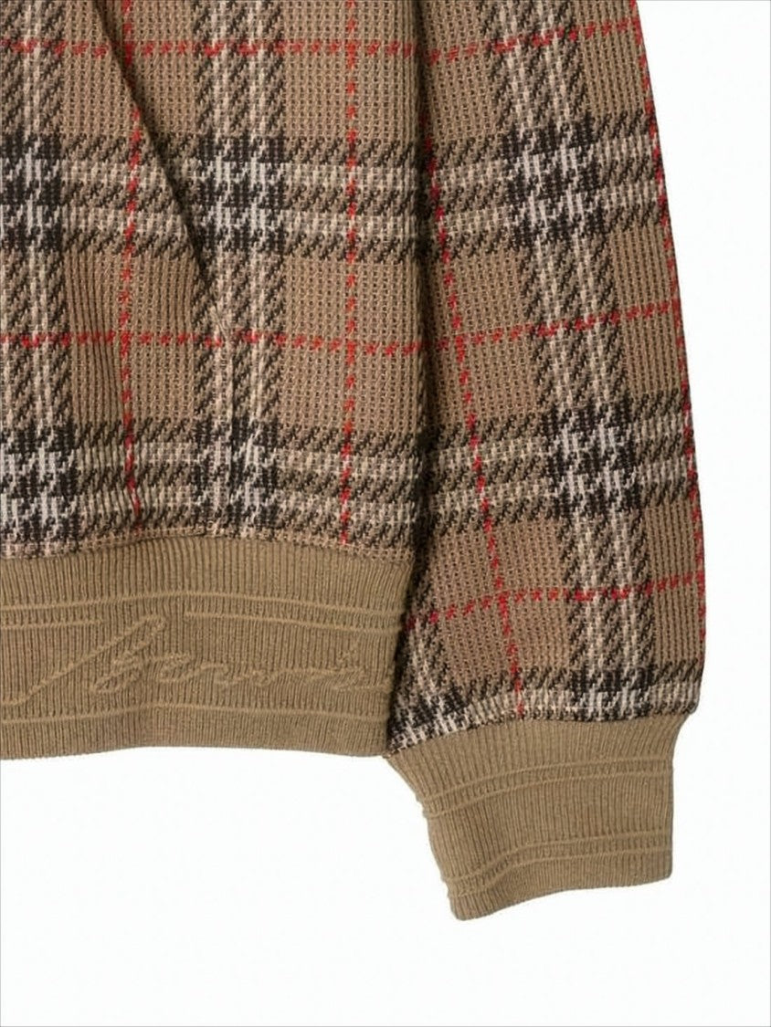 Burberry Iconic Check Pattern Hooded Sweatshirt With Zip Closure