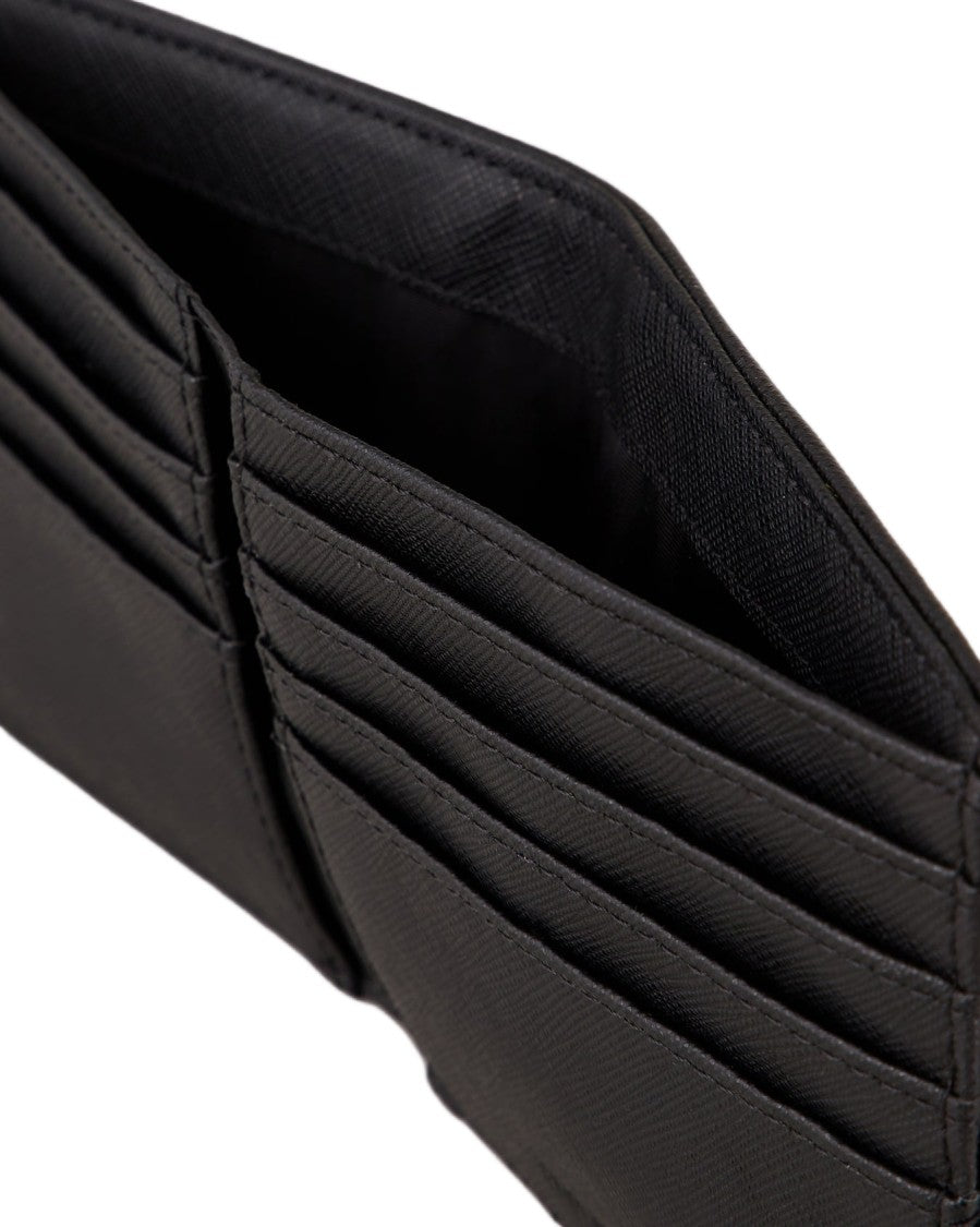 Emporio Armani Textured Black Saffiano Wallet With Eagle Plaque