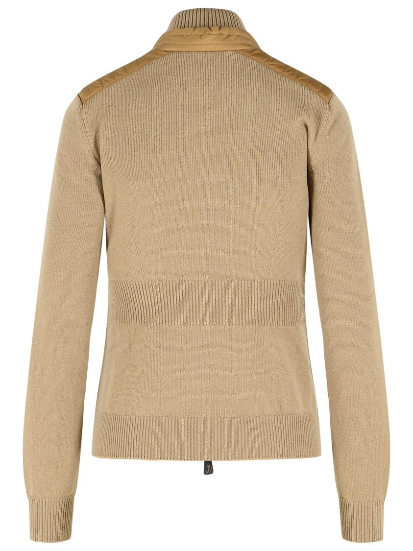 Moncler Grenoble 'Tricot' Cardigan In Beige Virgin Wool Blend