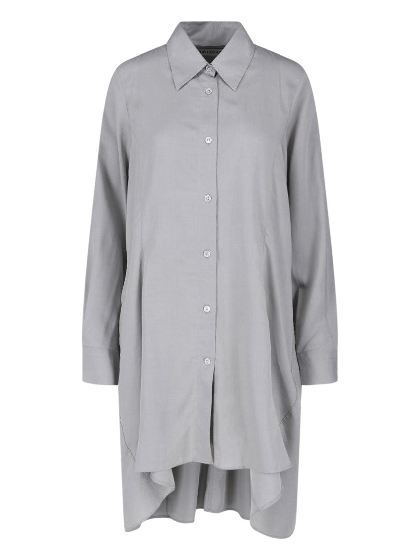 Our Legacy Grey Flux Asymmetrical Hem Tencel Shirt
