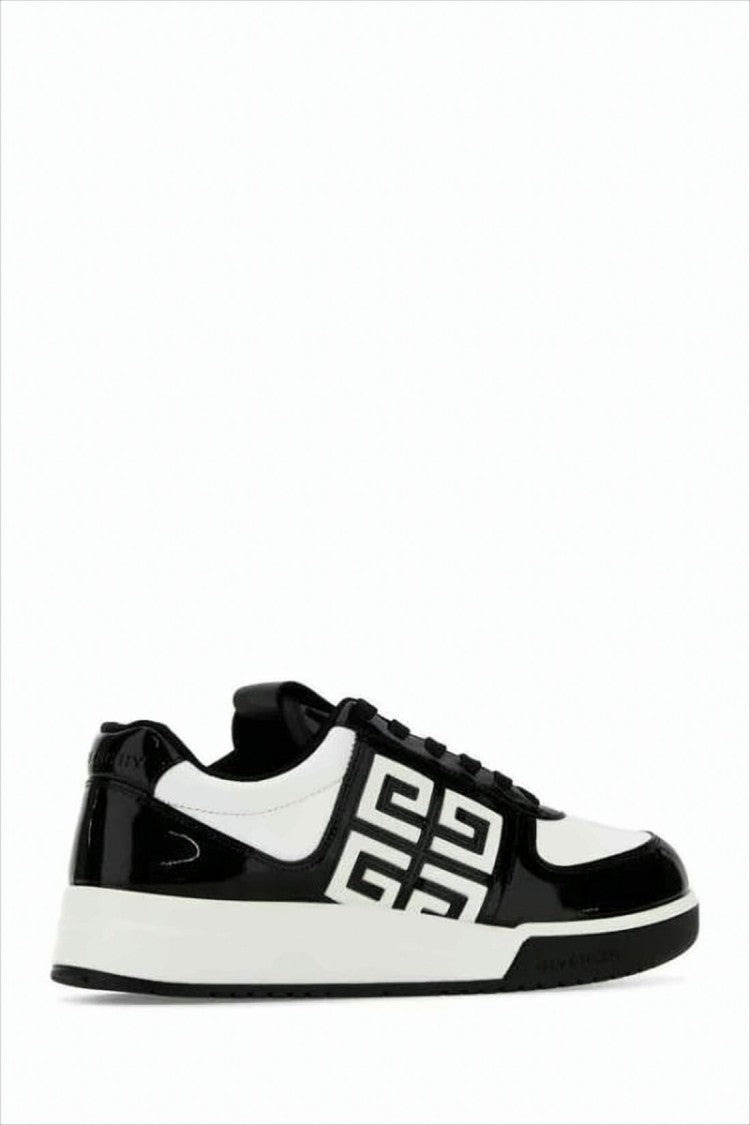 Givenchy Glossy Calf Leather Sneakers With Geometric Logo