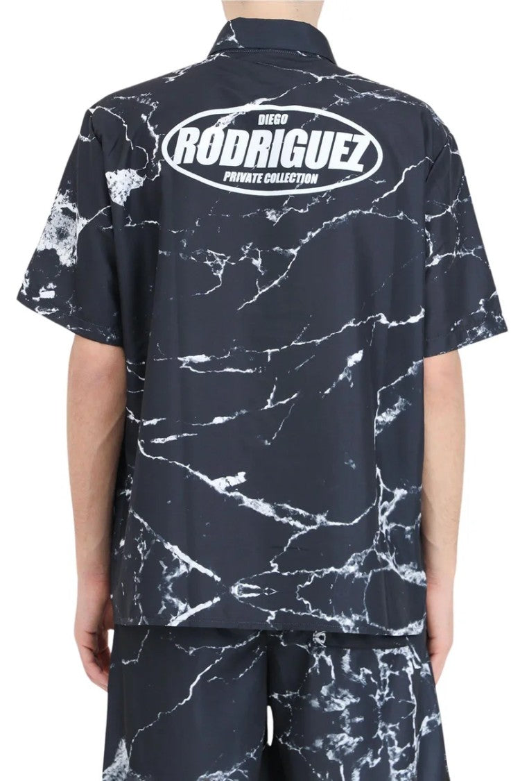 D. Rodriguez Black White Striped Polyester Shirt
