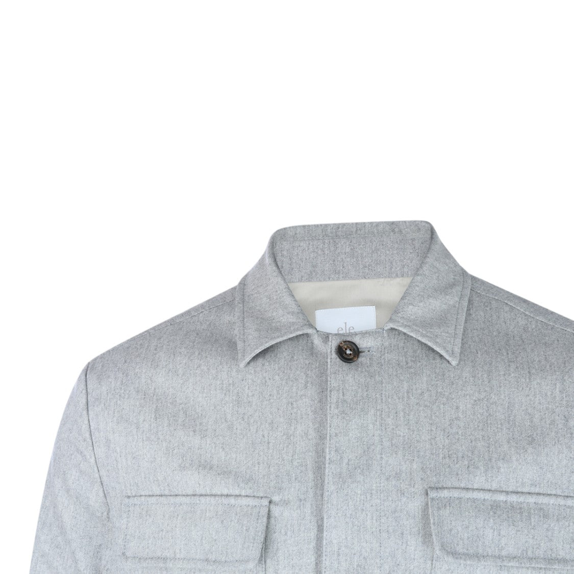 Eleventy Light Grey Long-Sleeve Shirt With Classic Collar