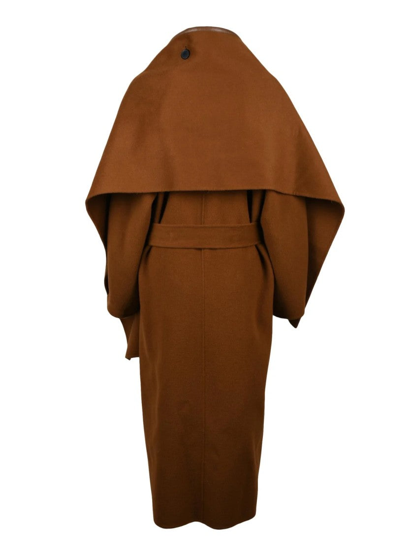Liviana Conti Brown Wool Oversized Coat