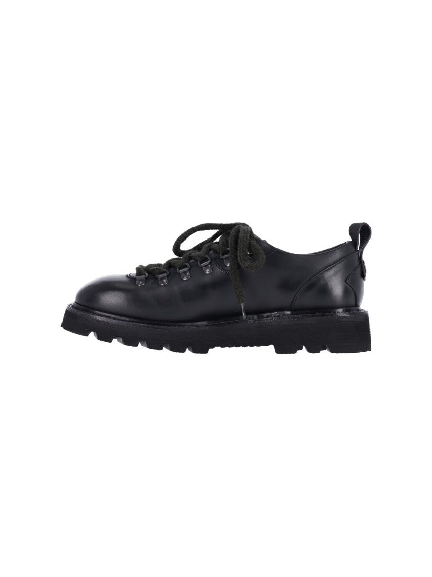 Premiata Black Leather Lace-Up Rubber-Sole Derby