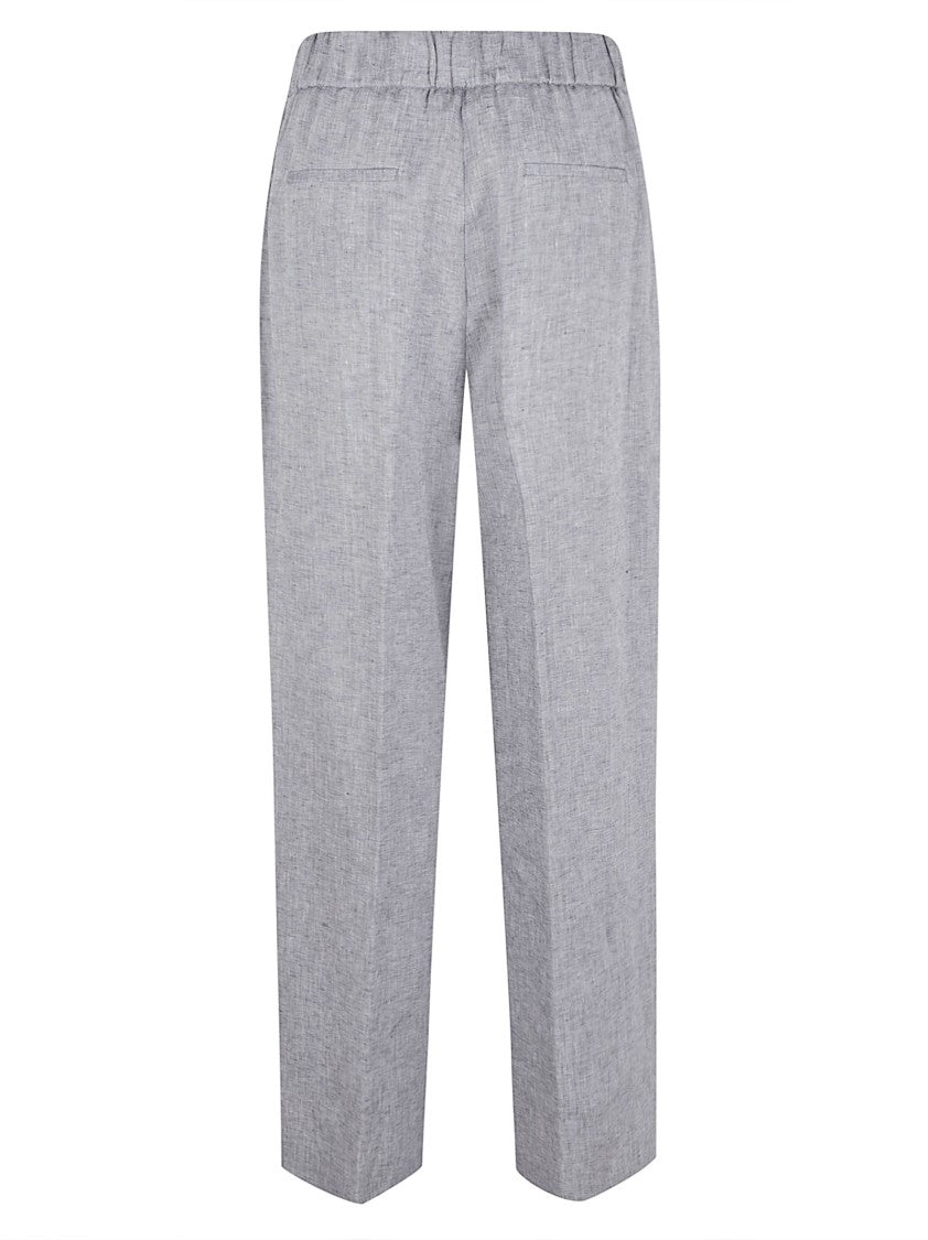 Peserico Straight-Leg Linen Trousers With Elastic Waistband