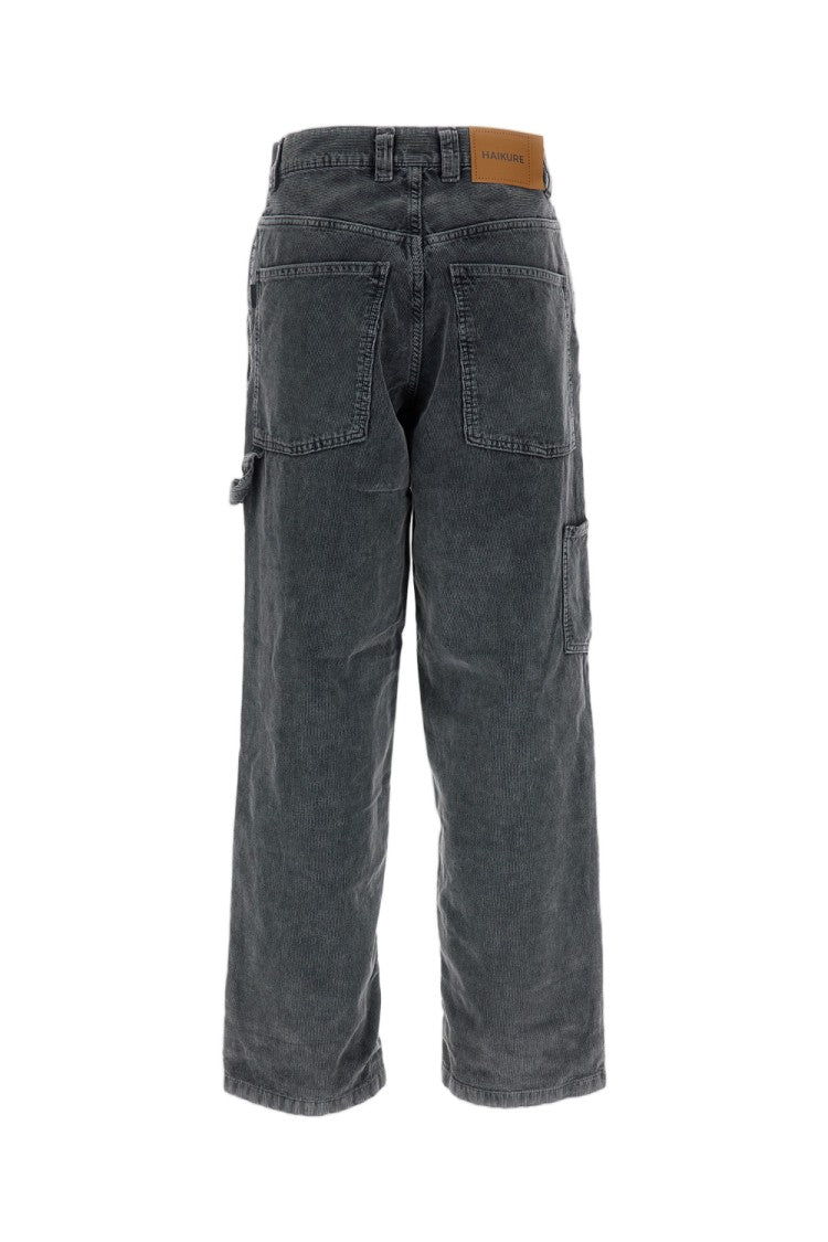 Haikure Ribbed Cotton Velvet Wide-Leg Trousers With Worker-Inspired Details