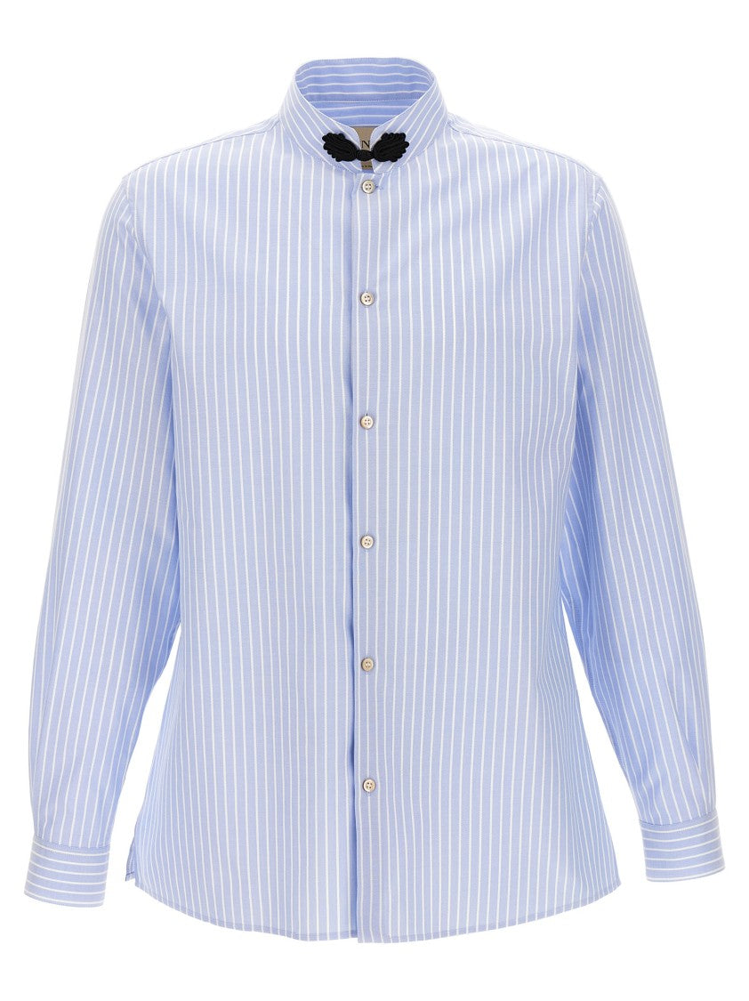 Valentino Garavani Striped Oxford Shirt With Mandarin Collar