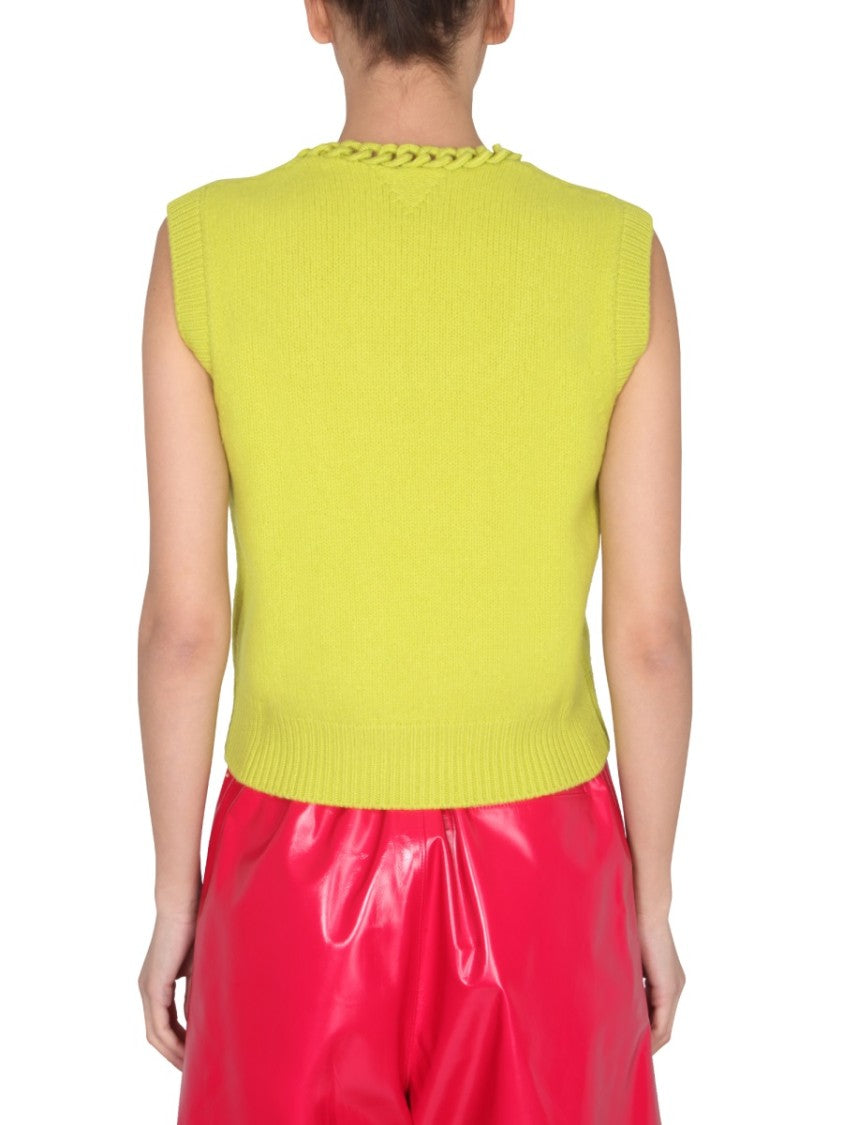 Bottega Veneta Wool Vest With Intricate Crochet Chain Design