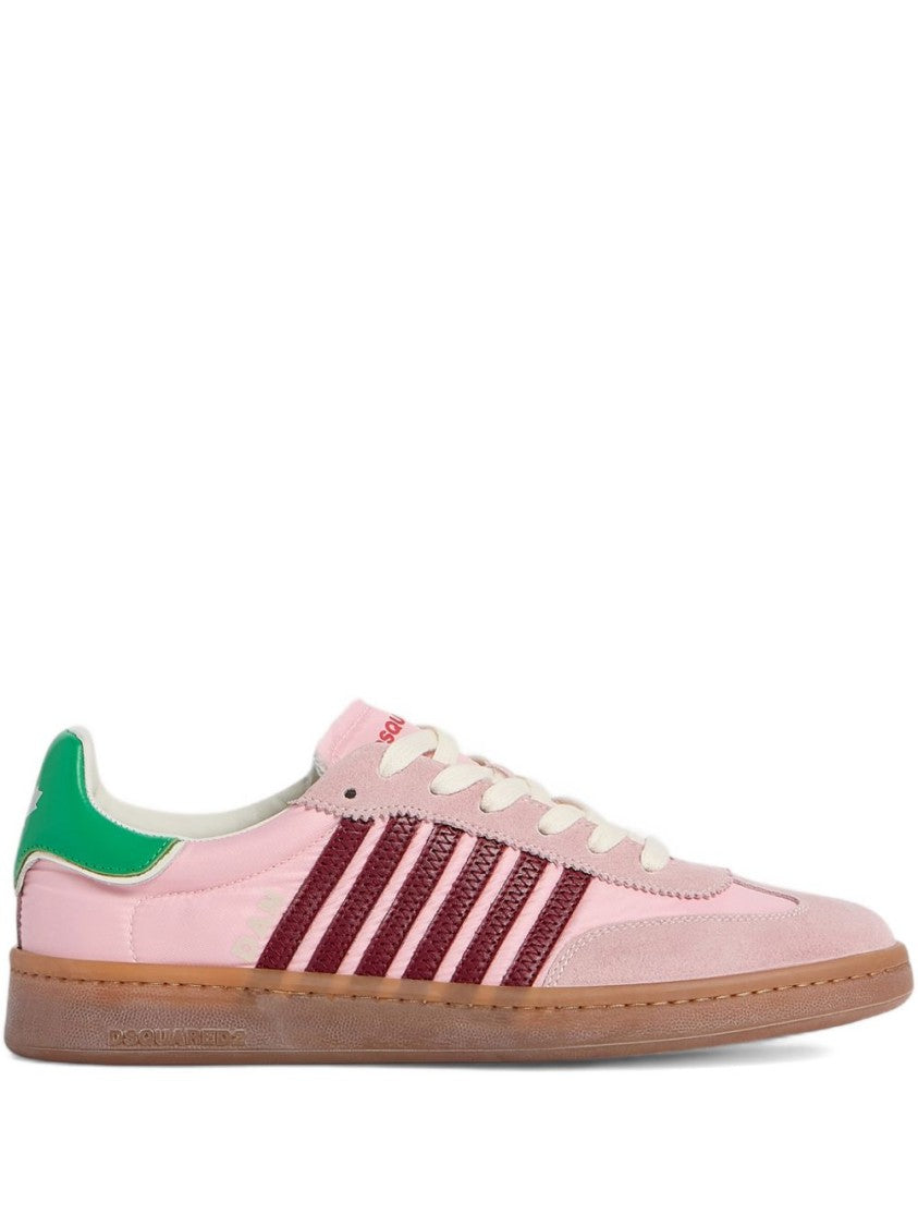 Dsquared2 Low-Top Sneakers With Burgundy Striped Detailing And Maple Leaf Accent