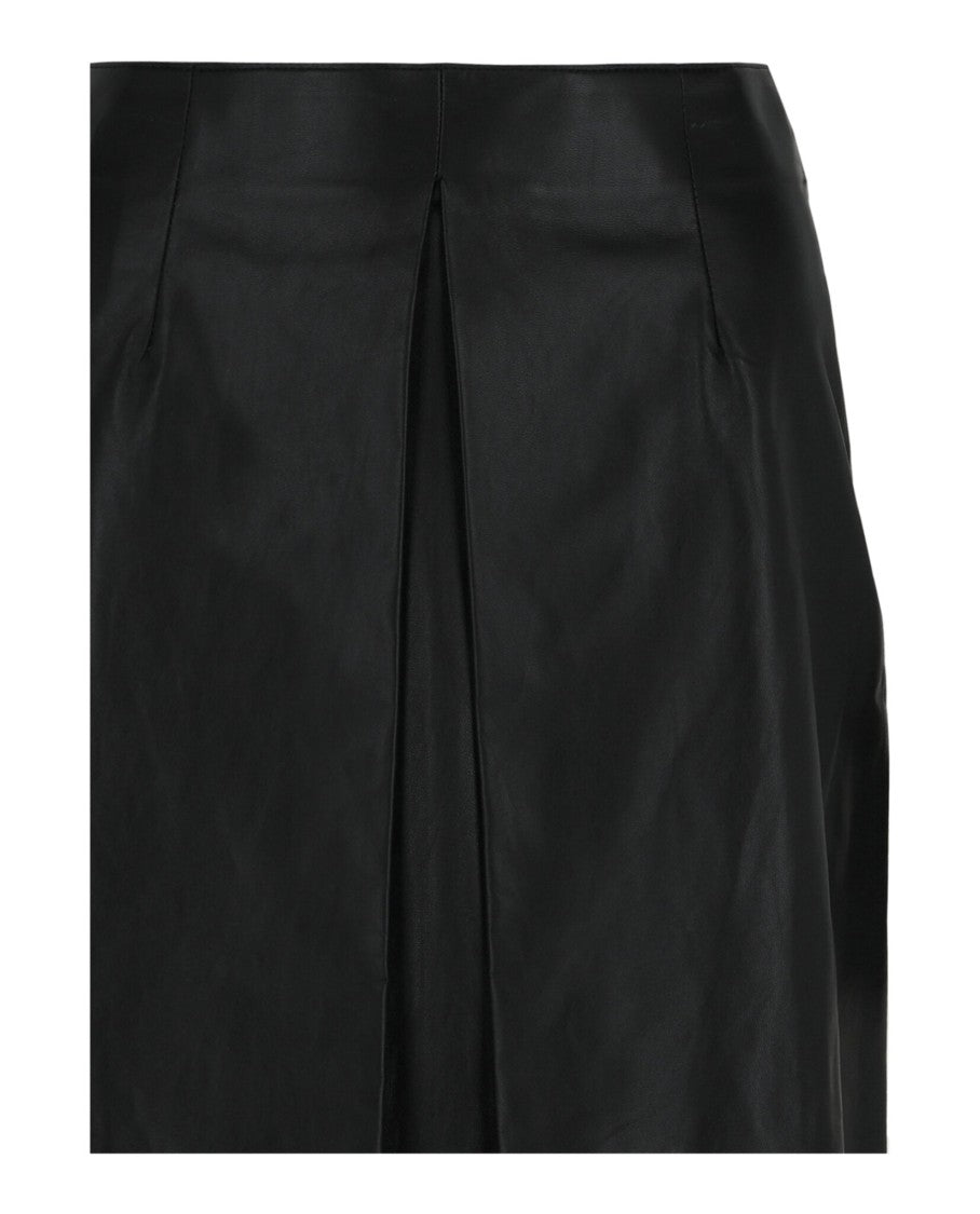 Ferragamo Pleated-Front Leather Midi Skirt