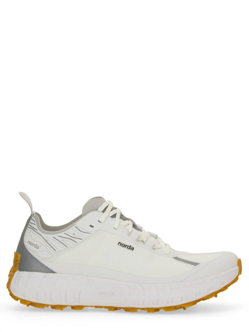 Norda Low-Profile White Sneakers With Mustard Yellow Sole