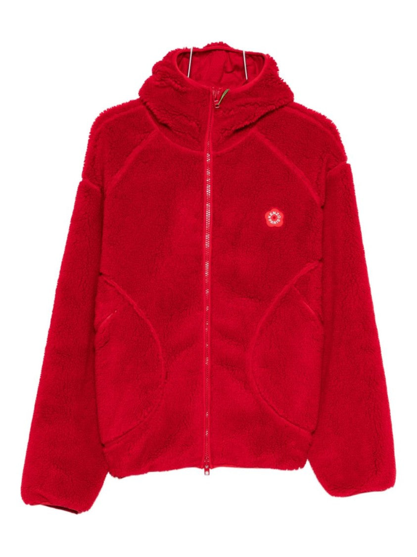 Kenzo Red Fleece Jacket With Embroidered Logo