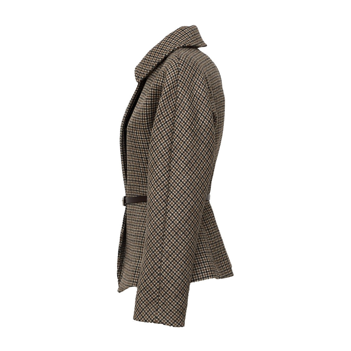 Parosh Pied De Poule Tailored Leather Belt Blazer