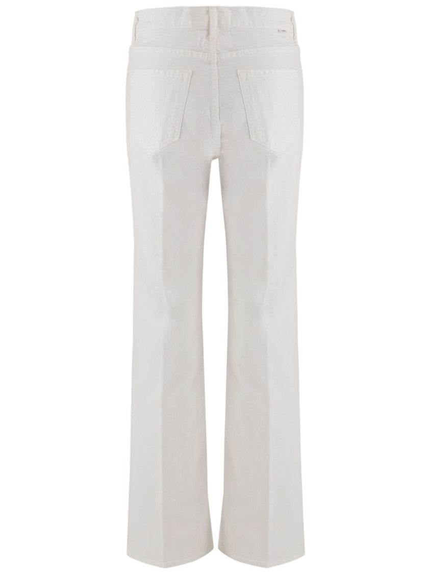 Mother Straight White Denim Jeans With Classic Five-Pocket Design