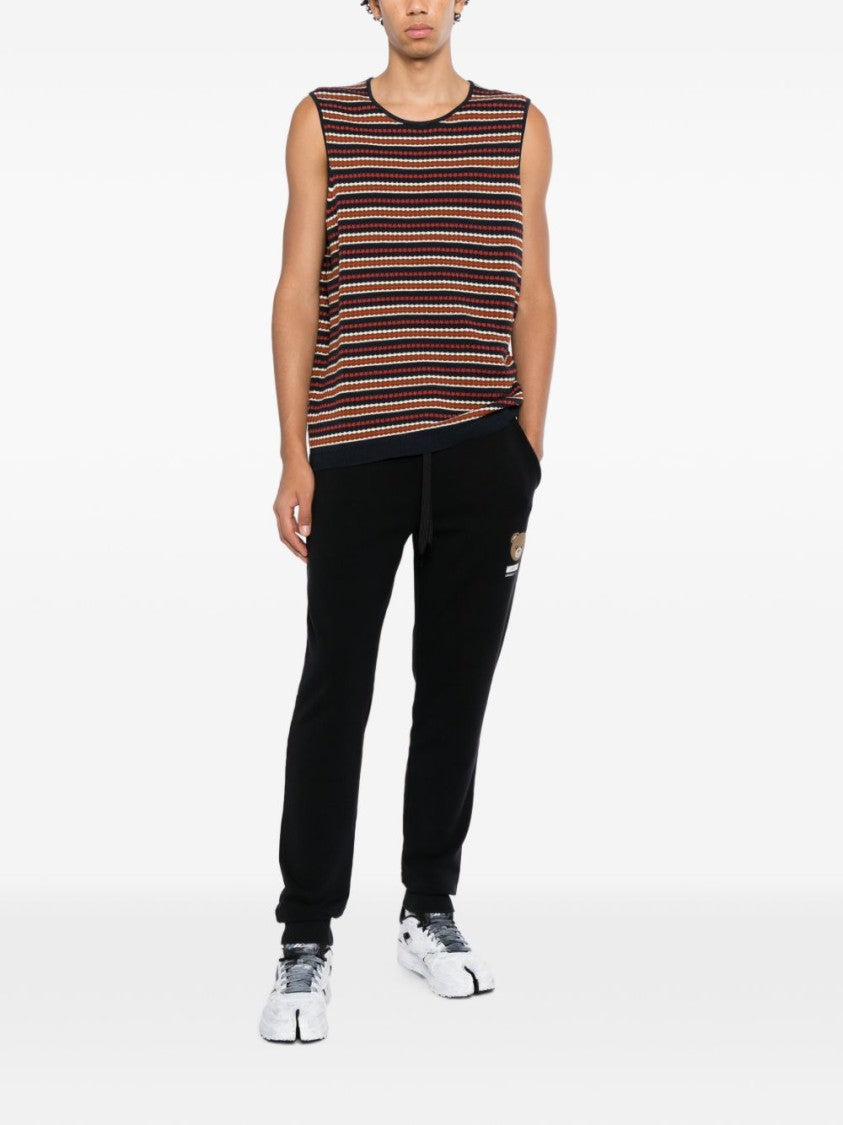 Moschino Black Relaxed Drawstring Graphic Pants
