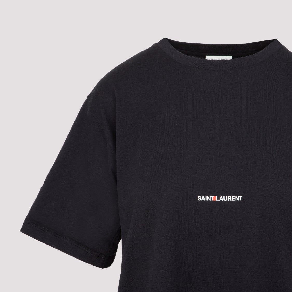 Saint Laurent Black Cotton Logo T-Shirt