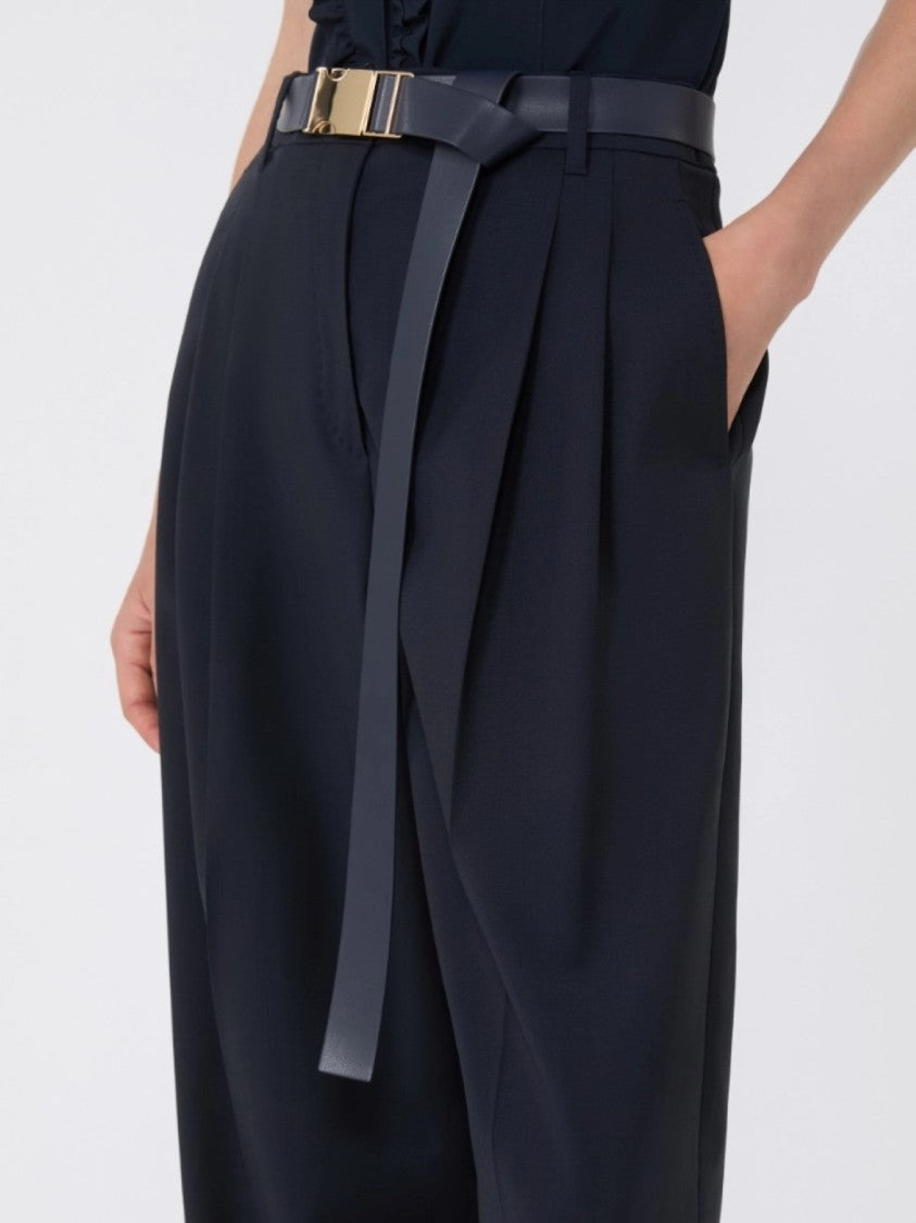 Max Mara Tailored Blue Wide-Leg Trousers With High Waist
