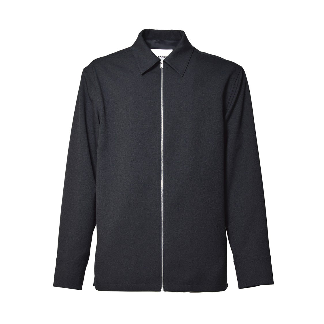 Jil Sander Long-Sleeved Minimalist Black Shirt With Front Zipper Closure