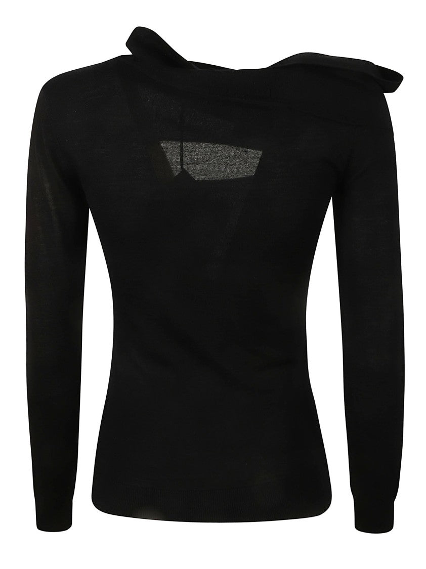 Isabel Marant Off-Shoulder Black Merino Wool Sweater