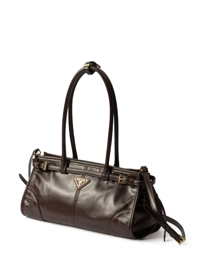 Prada Brown Bonnie Textured Leather Medium Shoulder Bag