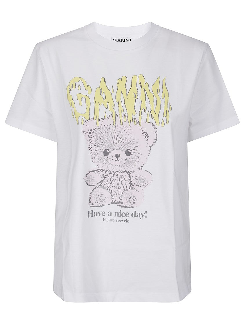 Ganni Graphic Print Organic Cotton T-Shirt
