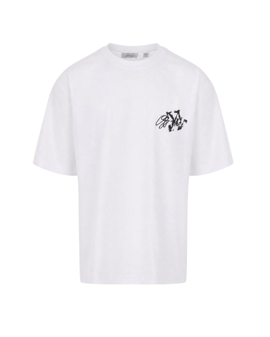 Off-White Cotton Arrows Embroidered T-Shirt