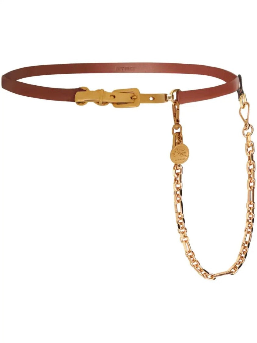Etro Leather Belt With Polished Gold-Tone Buckle