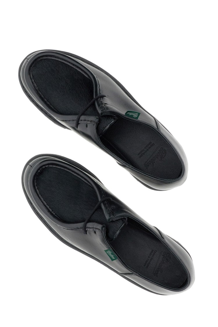 Paraboot Black Ponyskin Leather Lace-Up Loafers