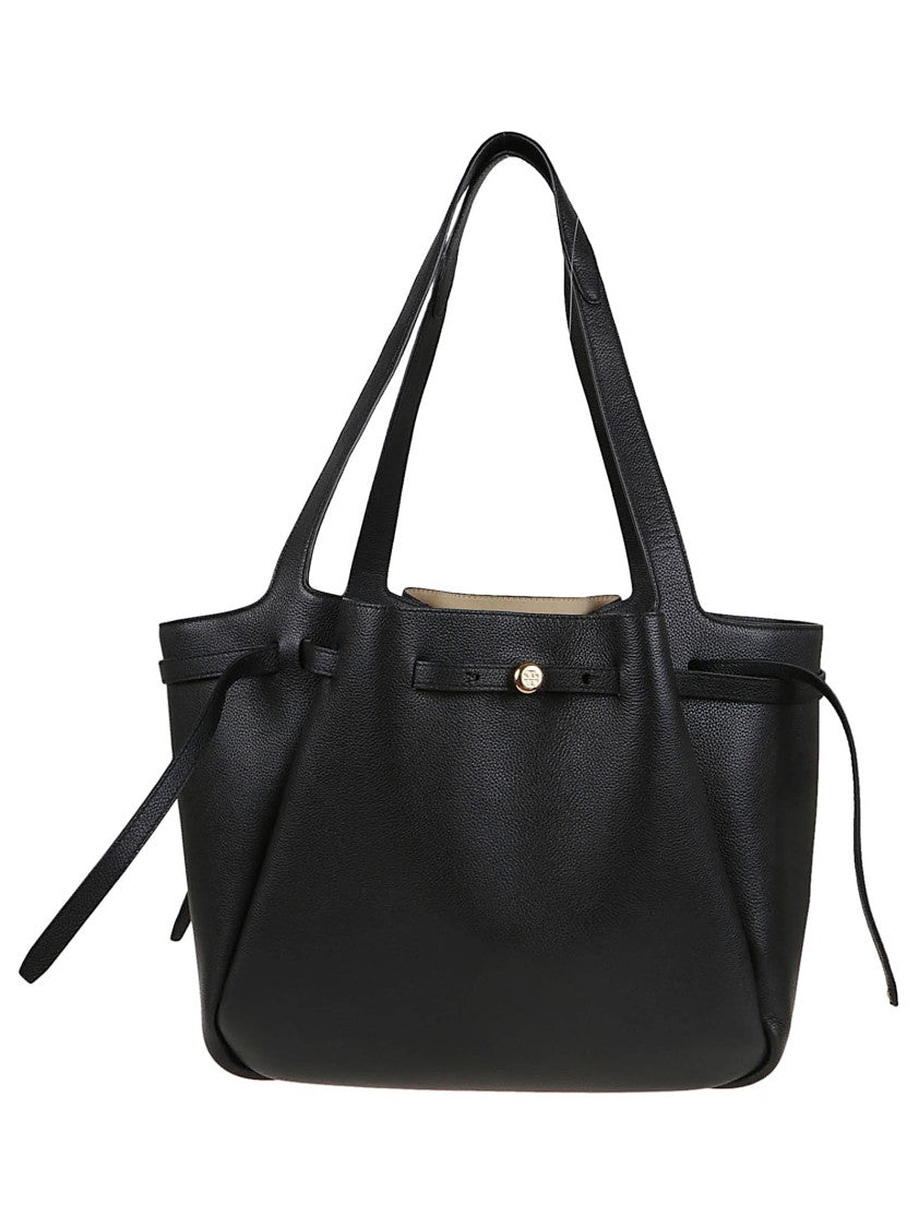 Tory Burch Textured Black Cow Leather Shopper Bag