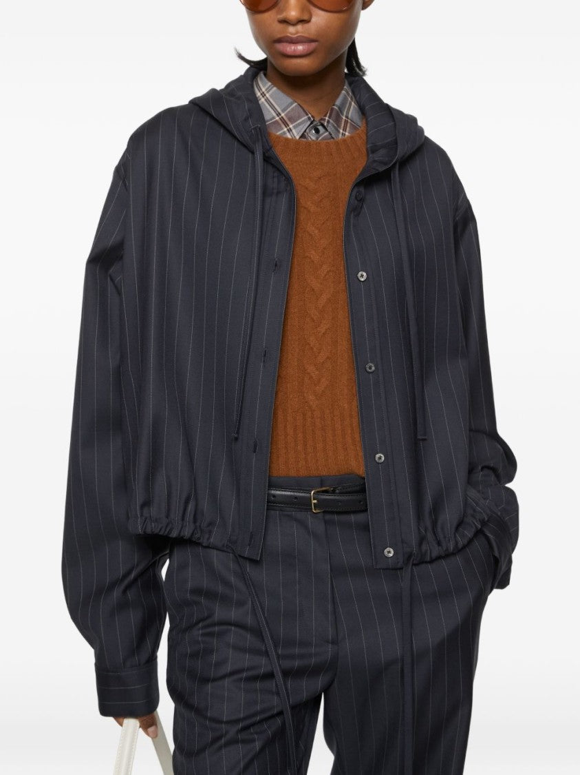 Acne Studios Cropped Pinstripe Relaxed-Fit Jacket