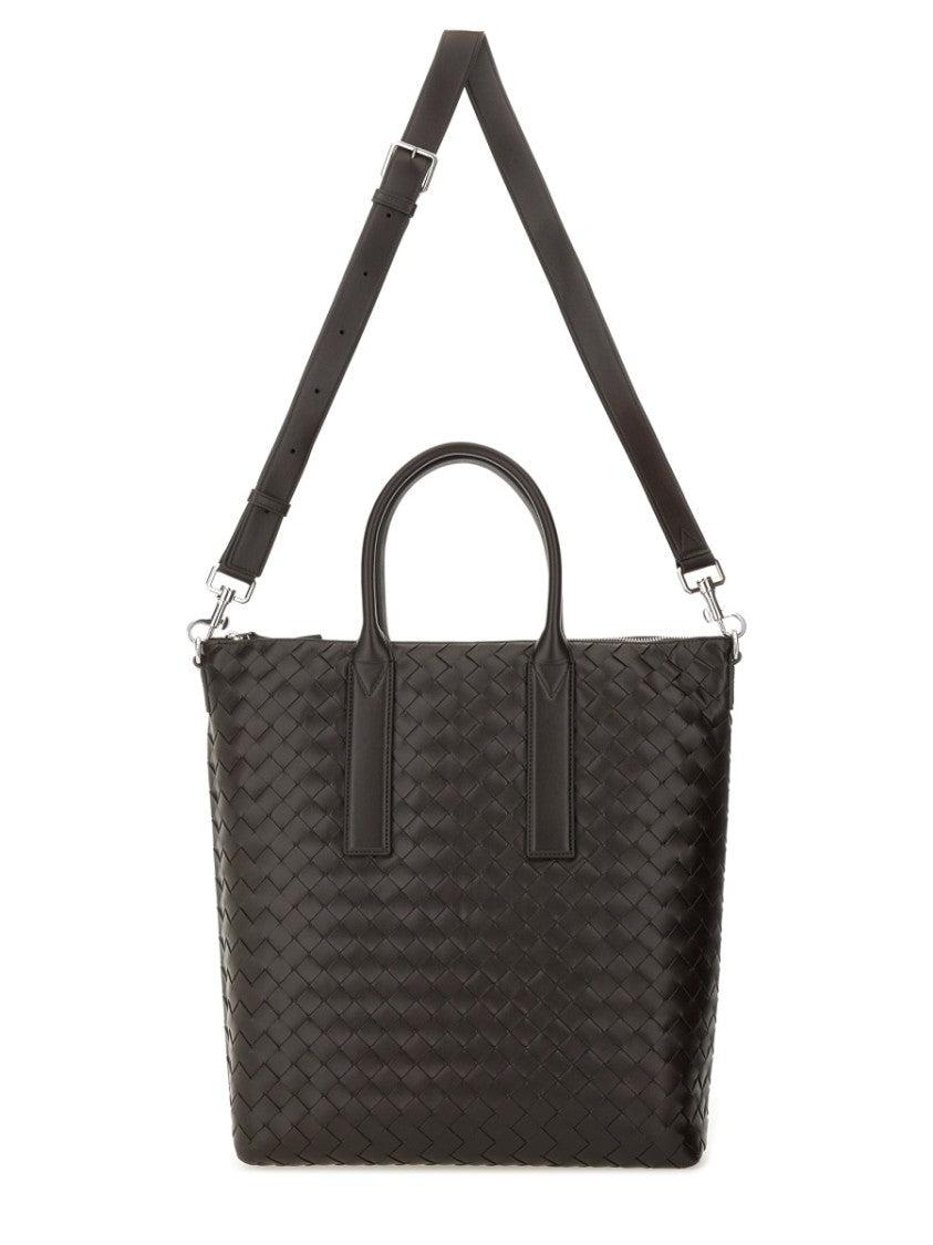 Bottega Veneta Woven Calfskin Tote Bag With Adjustable Strap And Silver-Tone Hardware