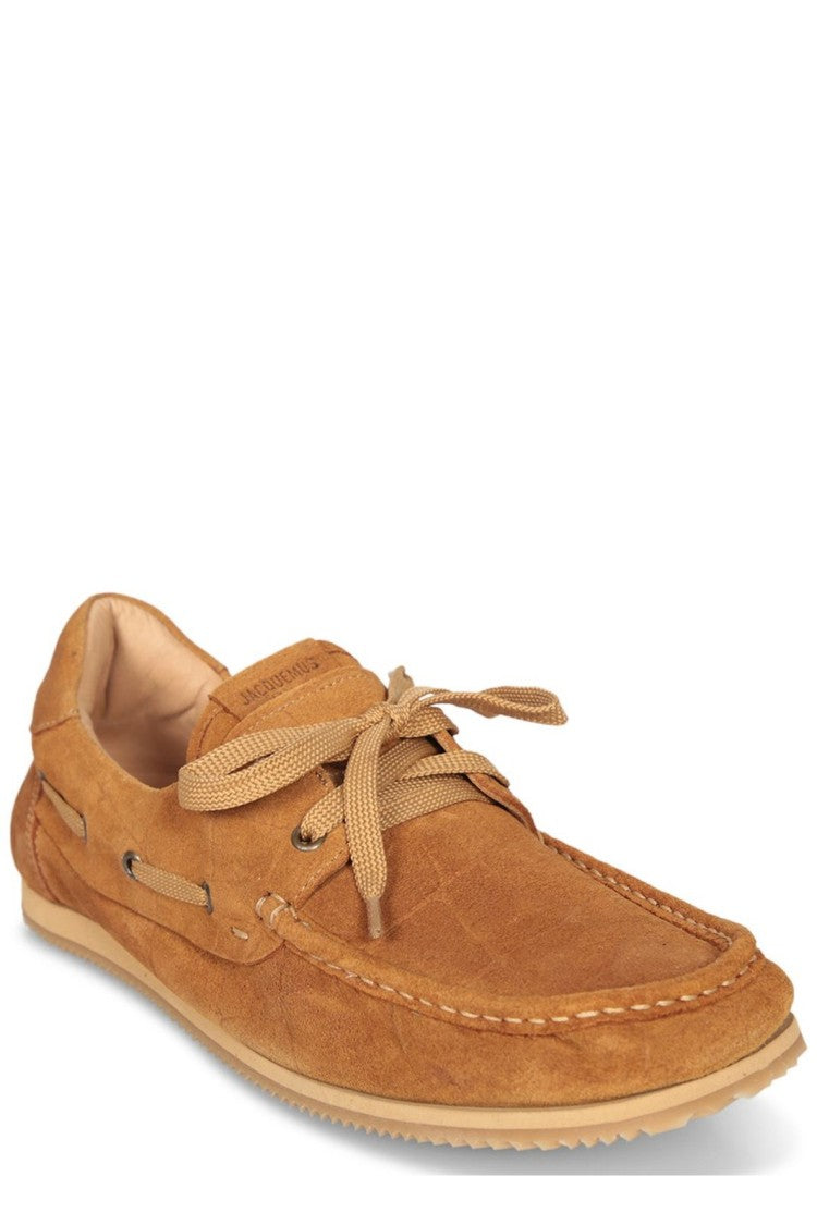 Jacquemus Tan Suede Moccasin Loafers With Lace Detail