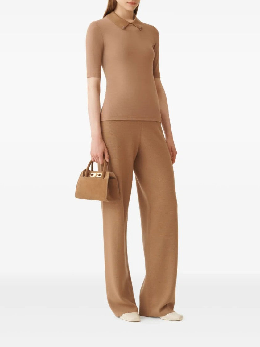 Fabiana Filippi Embellished-Collar Short-Sleeve Top