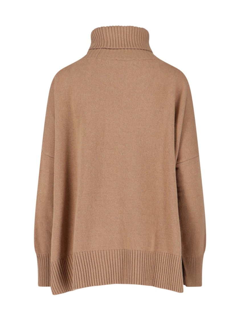 Ma'ry'ya High Turtleneck Knit Sweater With Side Slits