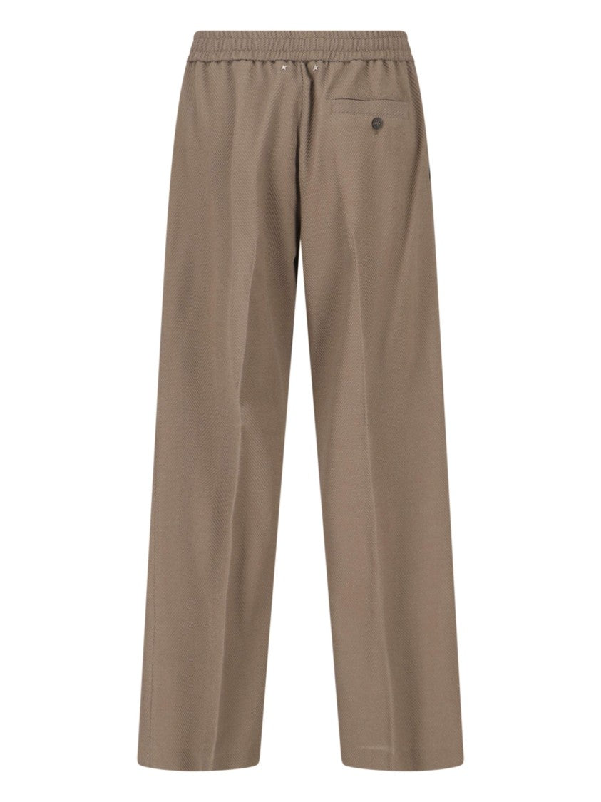 Golden Goose Taupe Wide-Leg Virgin Wool Sport Trousers