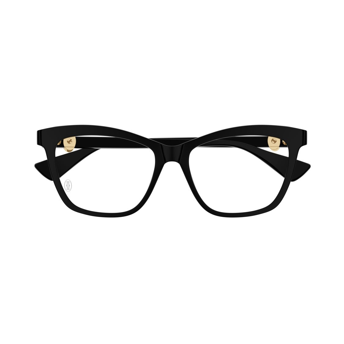 Cartier Square Frame Eyeglasses In Glossy Black With Gold Accents