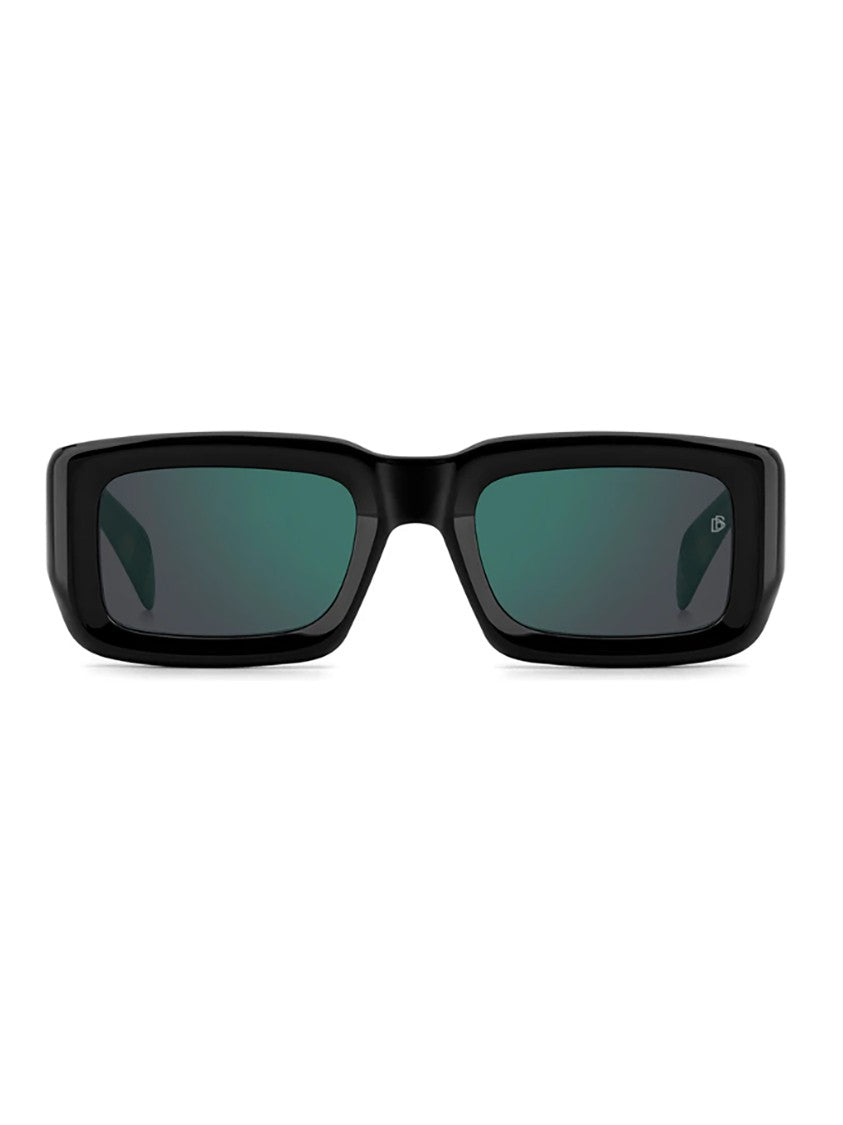 David Beckham Rectangular Frame Sunglasses With Green Tinted Lenses