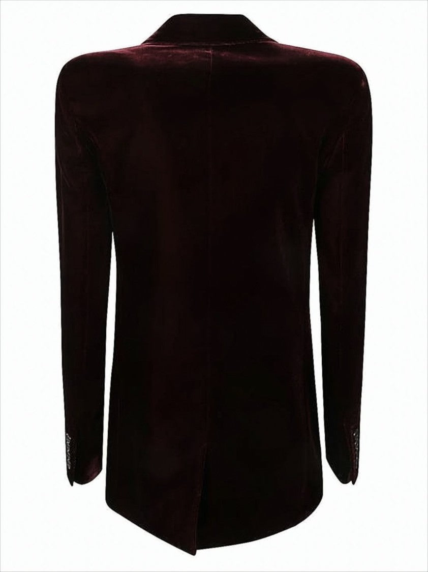 Saint Laurent Double-Breasted Velvet Suit Jacket With Structured Lapels