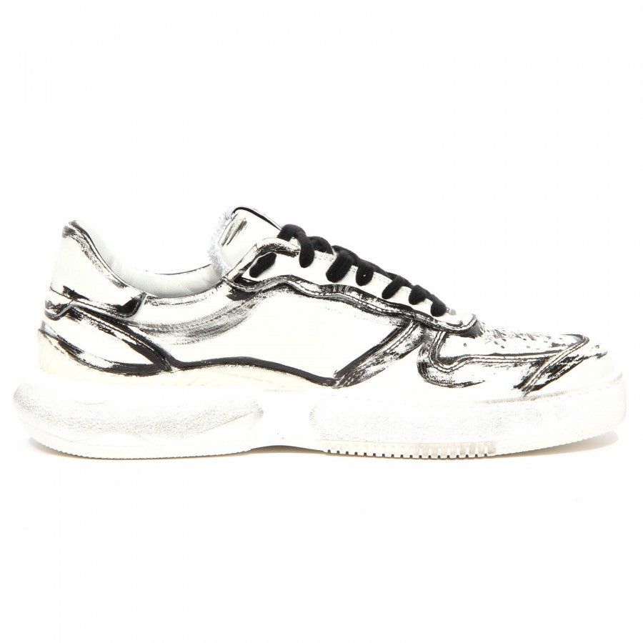 Trypee Artistic Leather Sneakers With Brushstroke Detailing
