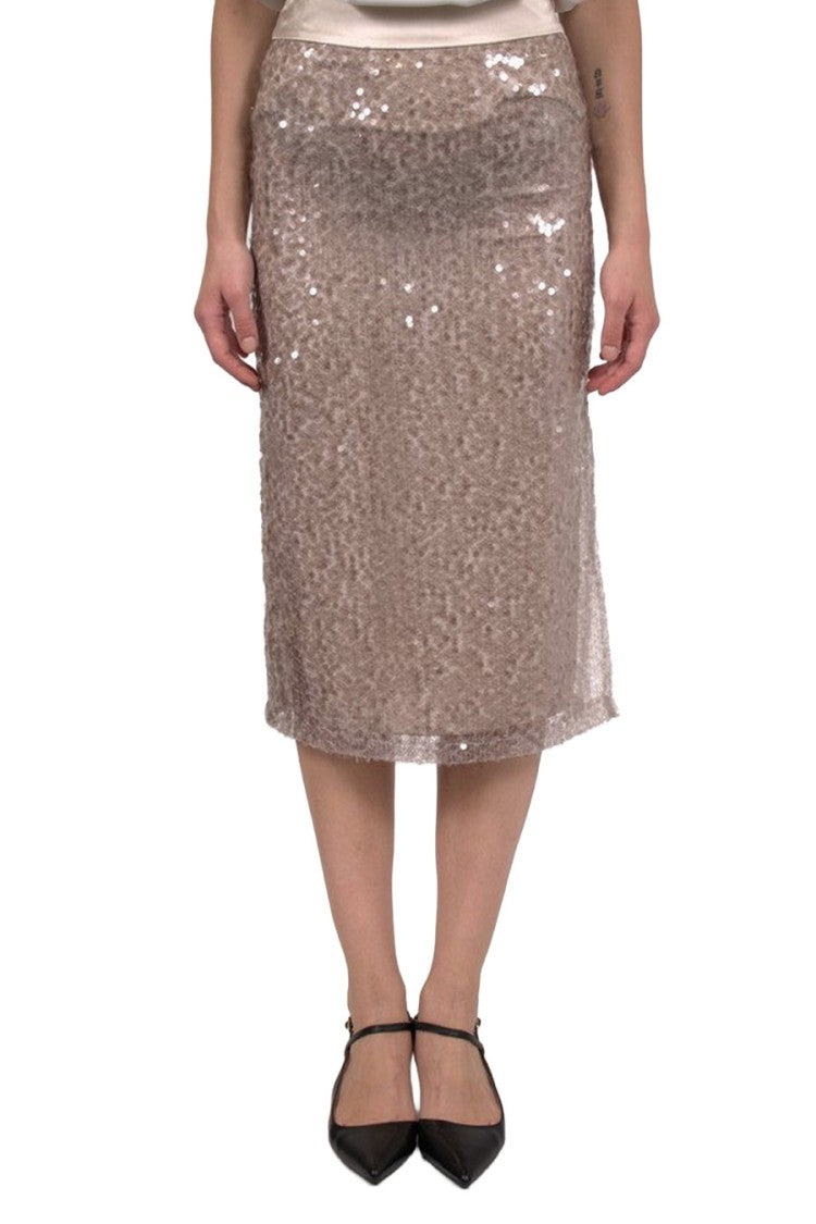 Peserico Beige Crepe Midi Skirt