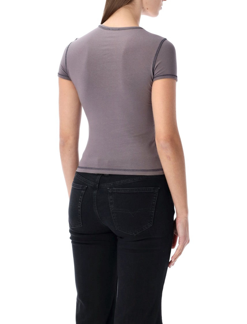 Diesel Fitted Grey T-Shirt With Heart Logo