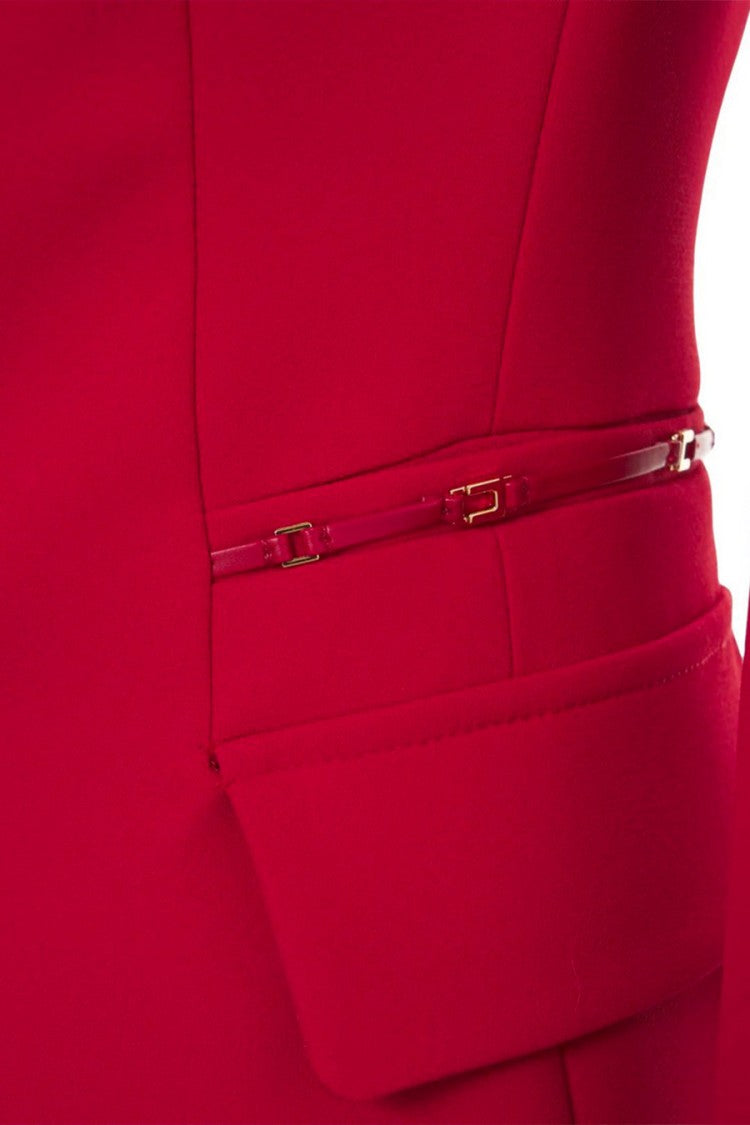 Elisabetta Franchi Red Two-Button Polyester-Blend Blazer