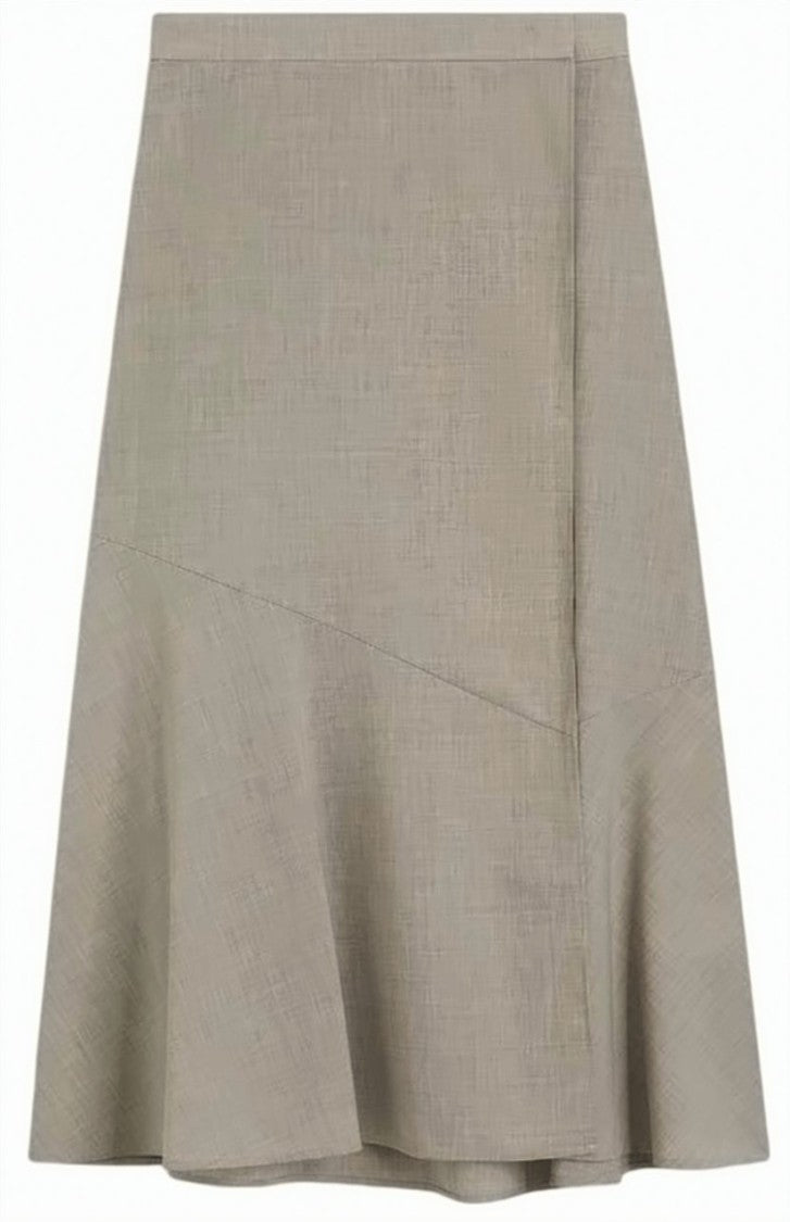 Boss Beige Vuleran Virgin Wool Midi Skirt