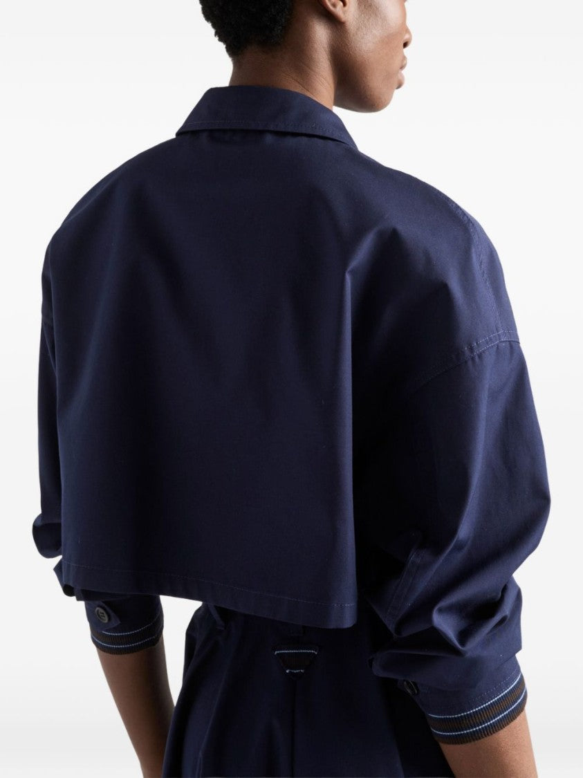 Prada Black Poplin Boxy Minimalist Zipper Jacket
