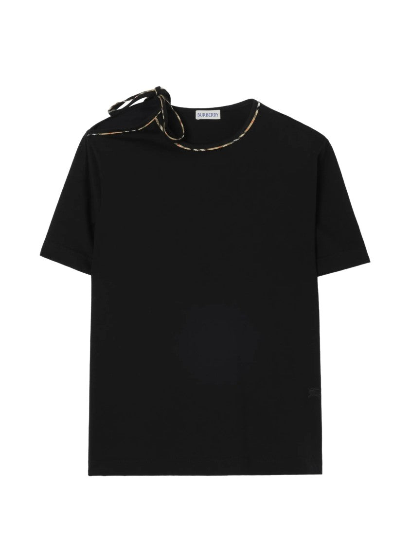 Burberry White Bow Detail Cotton Relaxed T-Shirt