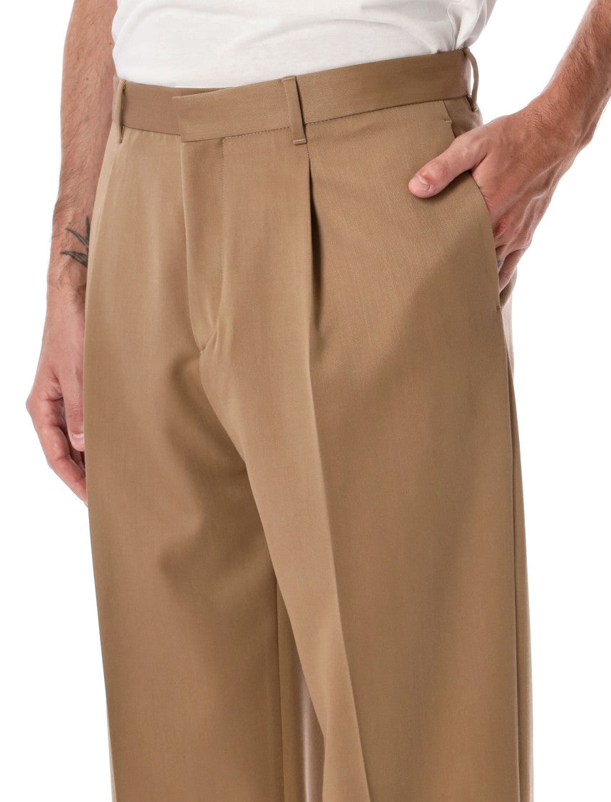 Lardini Migio Single-Pleat Wool Gabardine Formal Pants