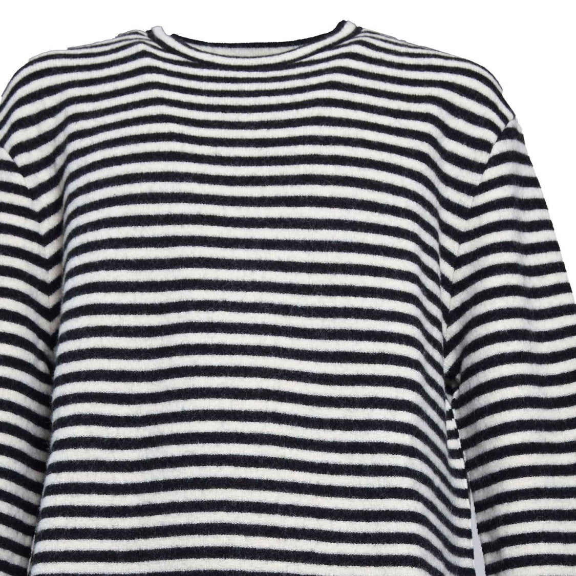 Jil Sander White And Black Striped Wool Crewneck Sweater